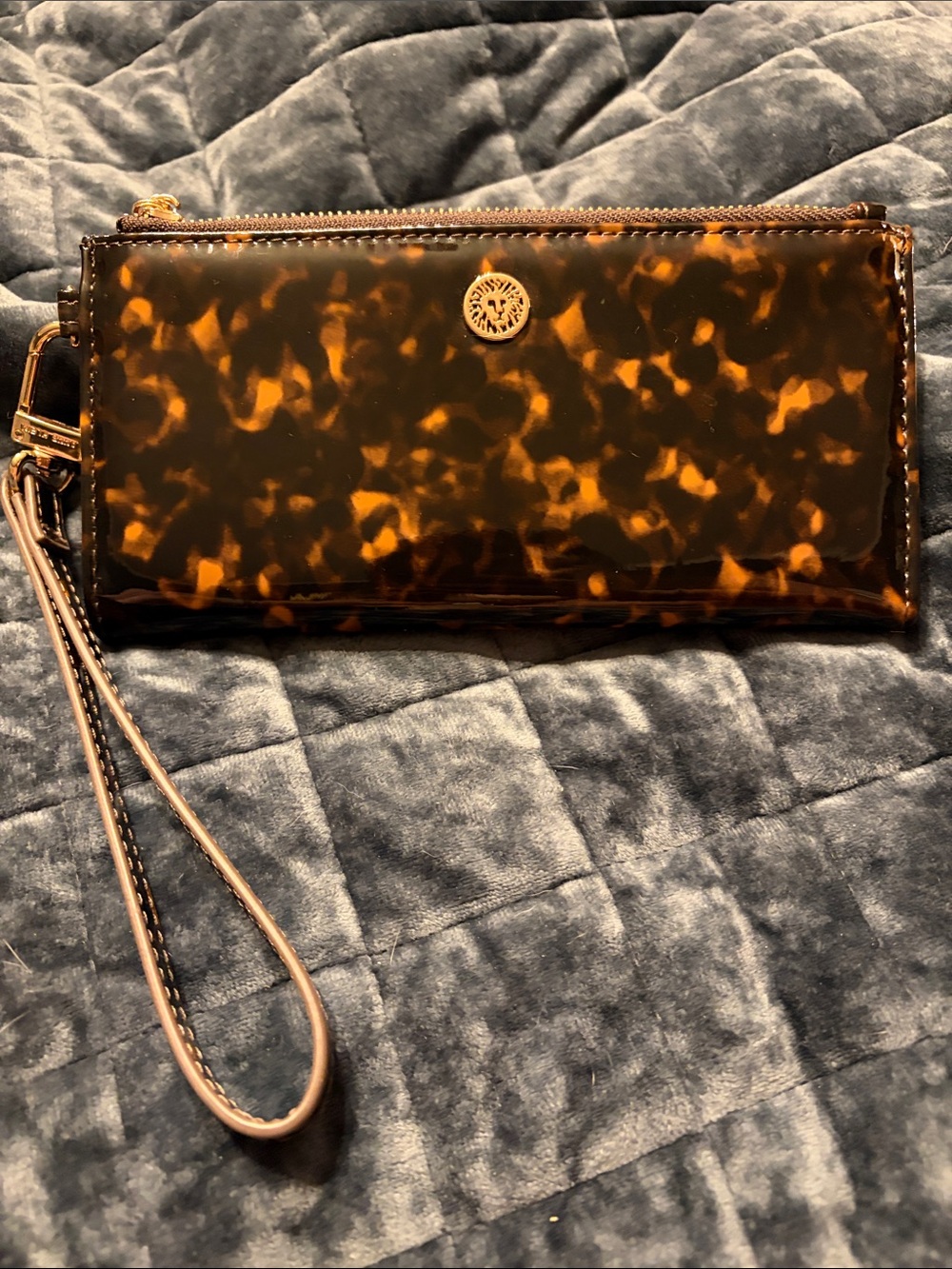 Anne Klein Tortoiseshell Gloss Wristlet - Dark Brown & Amber